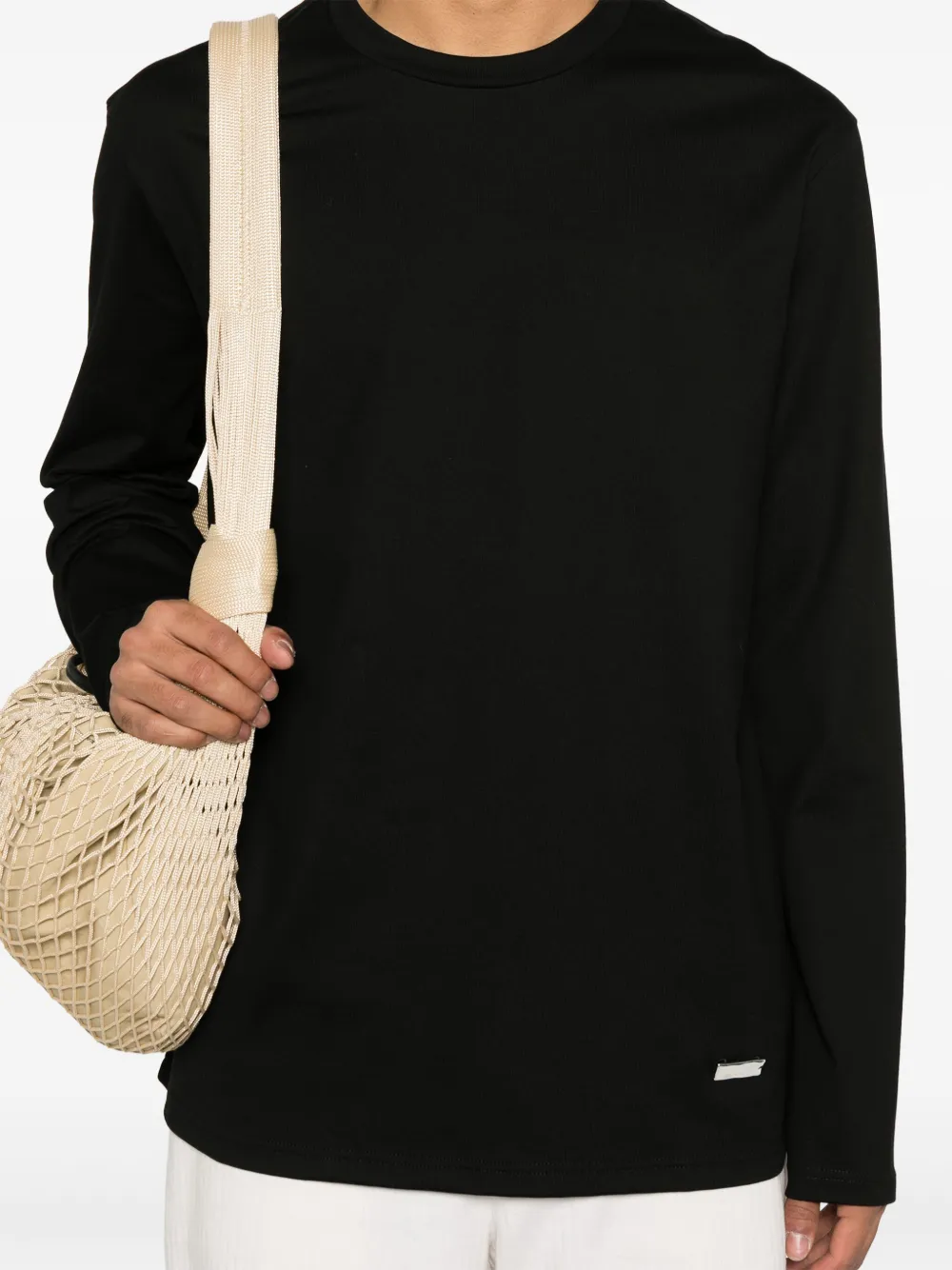 Jil Sander T-shirt met logoplakkaat Zwart
