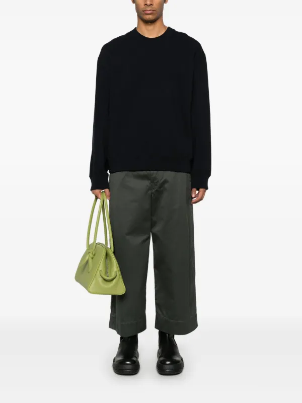 【関税&送料込】Jil Sander Dark Blue Cotton Sweatshirt Jil Sander crew-neck Merino Wool Sweater | Blue | FARFETCH