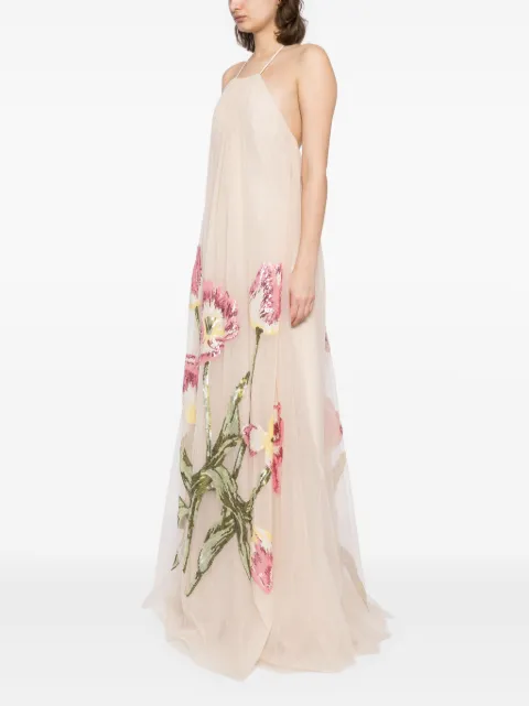 Amsale tulip sequin appliqué halter dress P798U - 2