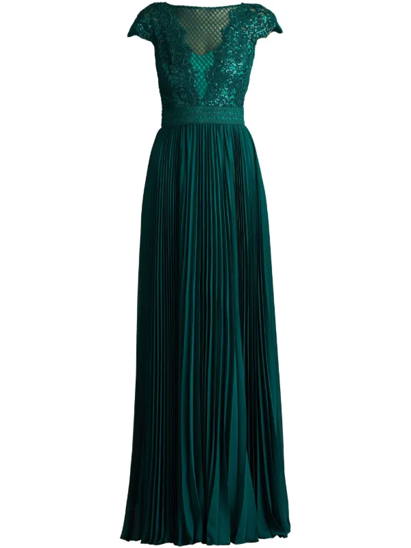 green emerald velvet dress Tadashi Shoji CFX24579L main image 0