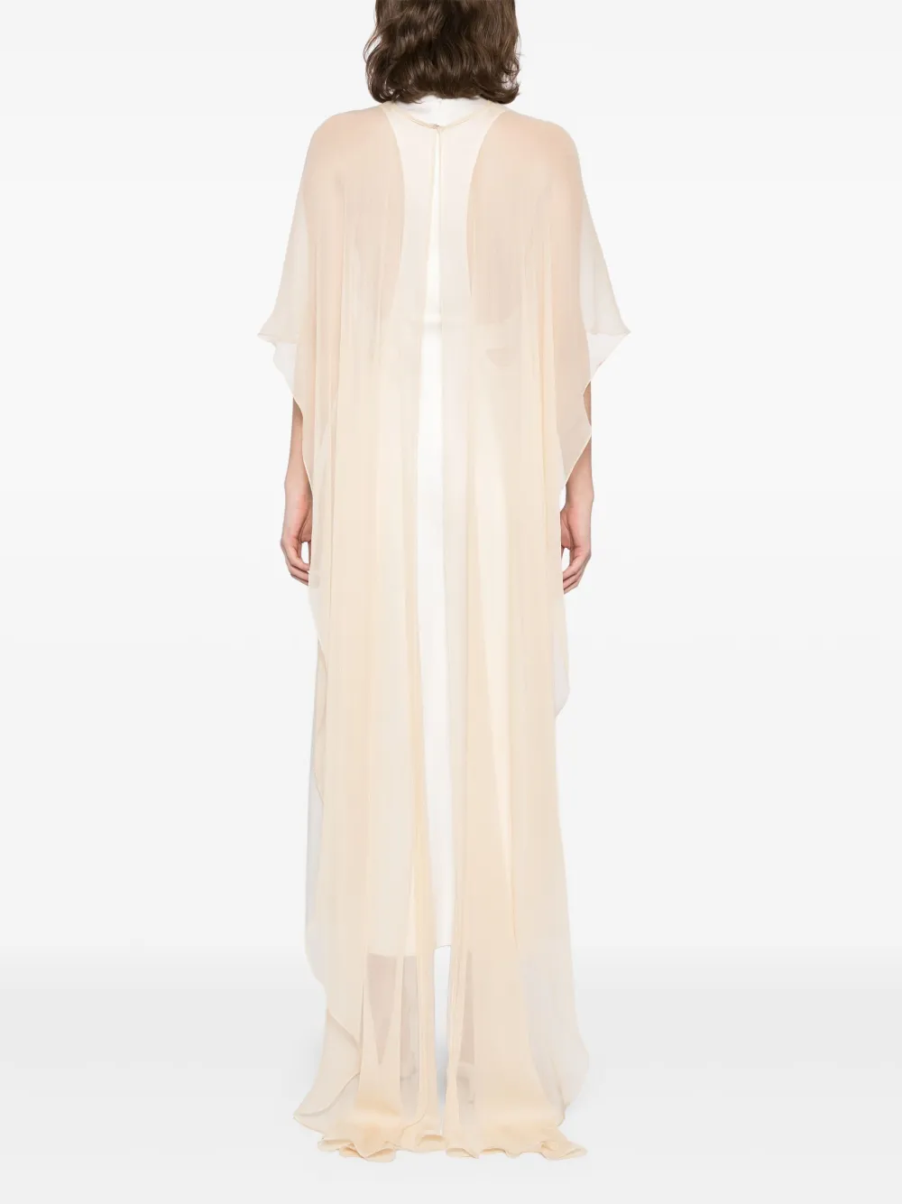 Amsale Chiffon cape Beige