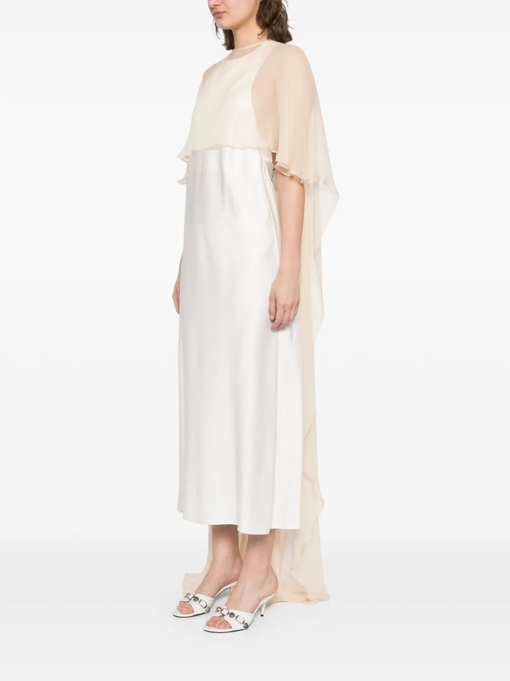 Amsale Chiffon cape Beige