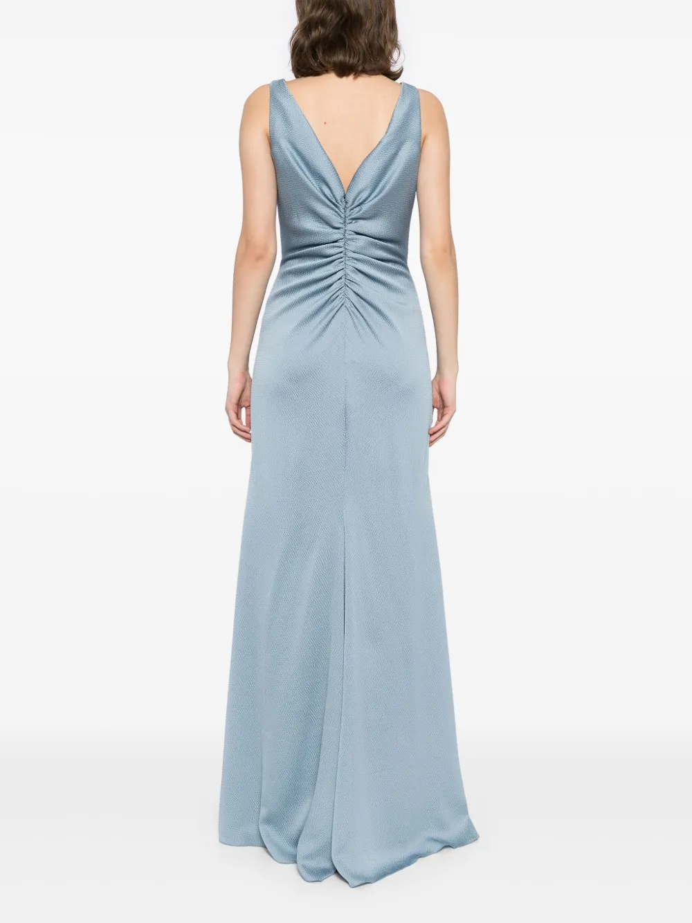 Amsale Gesmockte jurk Blauw
