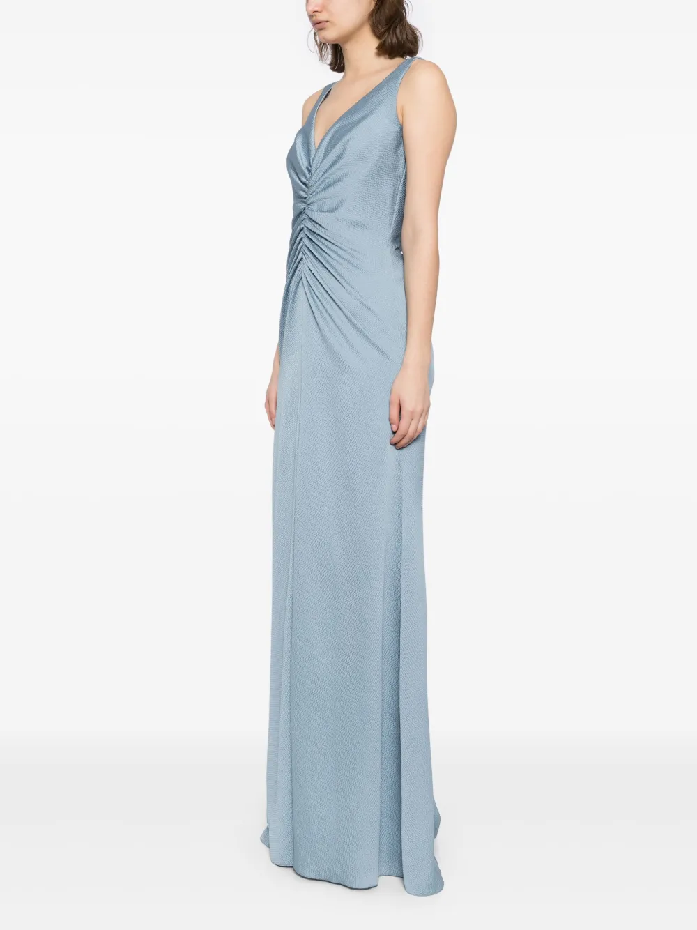 Amsale Gesmockte jurk Blauw