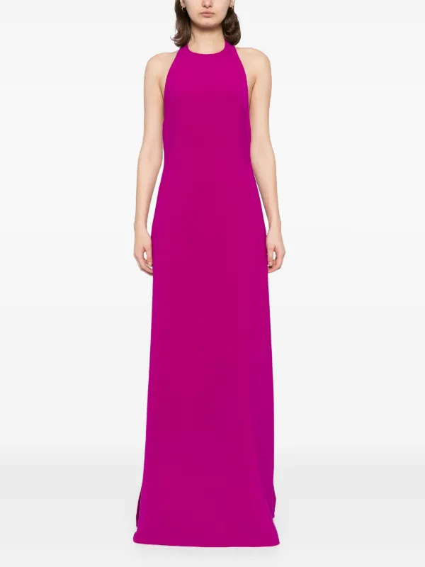 Amsale Italian Stretch Crepe Halter Gown - Purple