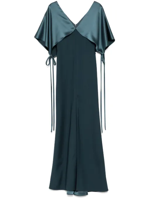 Amsale cape fluid gown dress