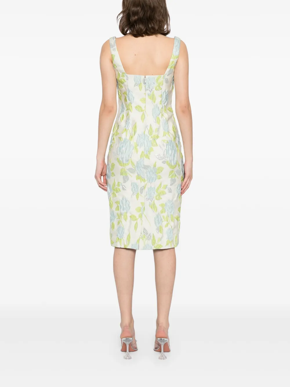 Amsale Jurk met bloemen jacquard Wit
