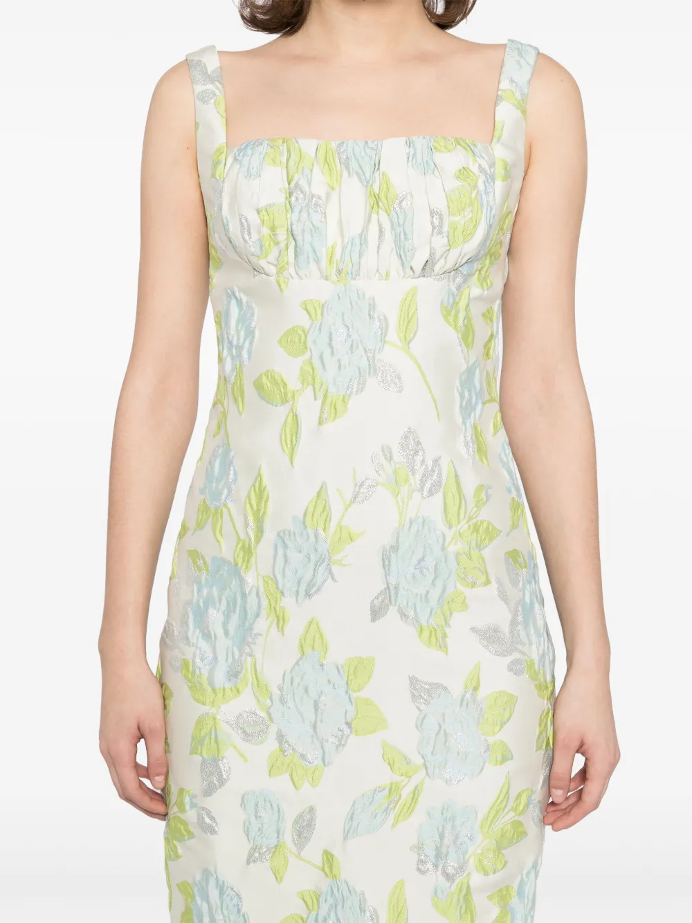 Amsale Jurk met bloemen jacquard Wit