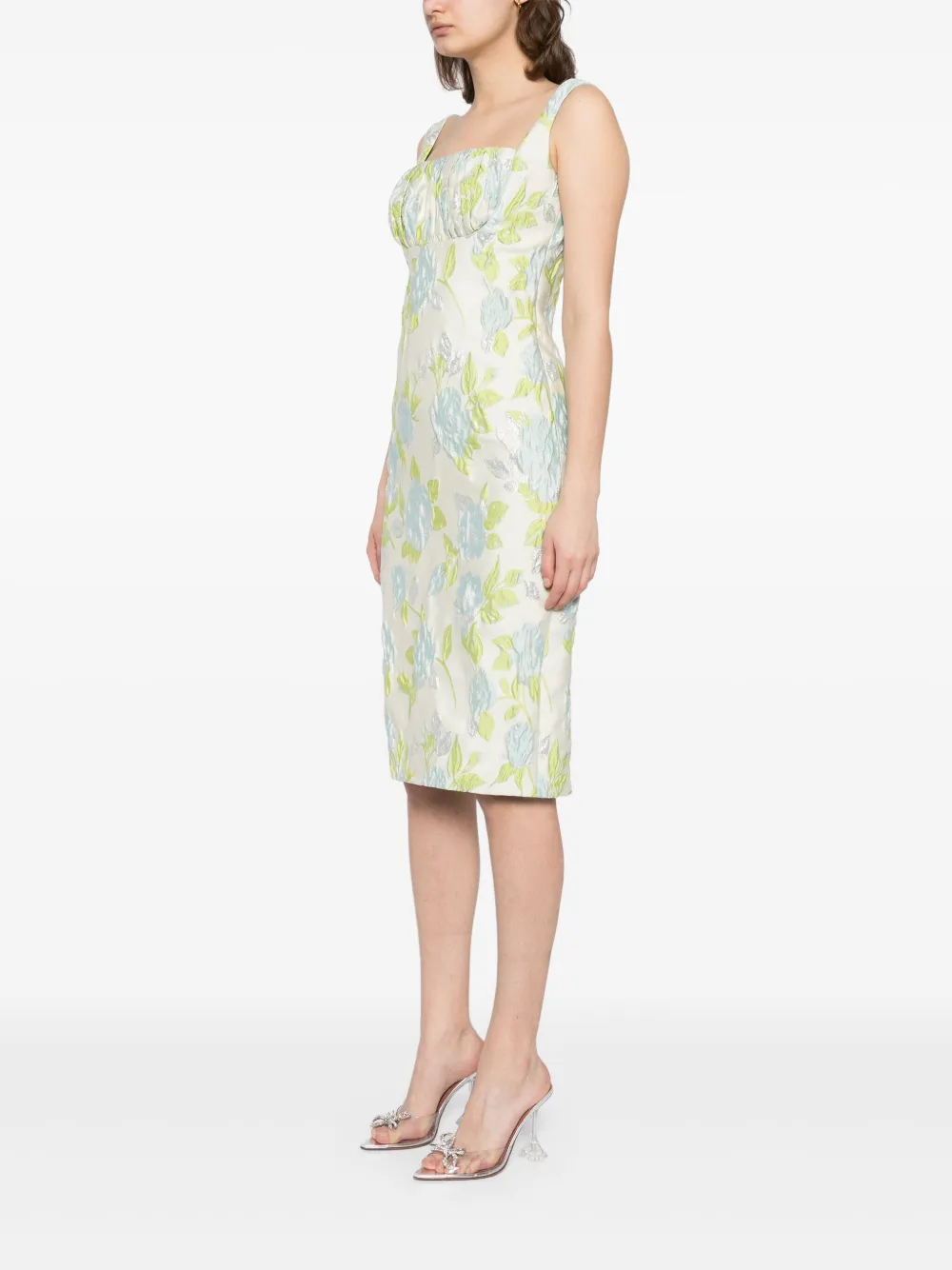 Amsale Jurk met bloemen jacquard Wit