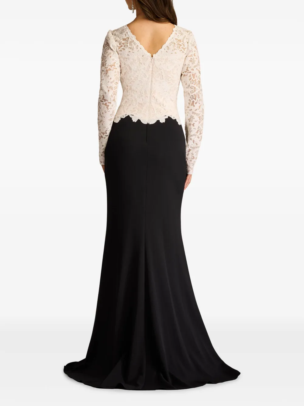 Tadashi Shoji Textured Crepe And Tulle Gown In Neutrals