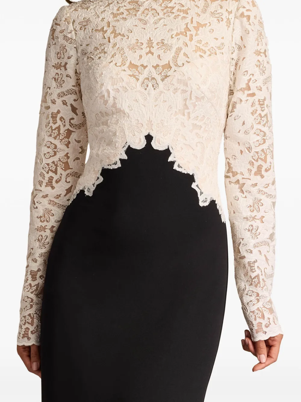 Tadashi Shoji Textured Crepe And Tulle Gown In Neutrals