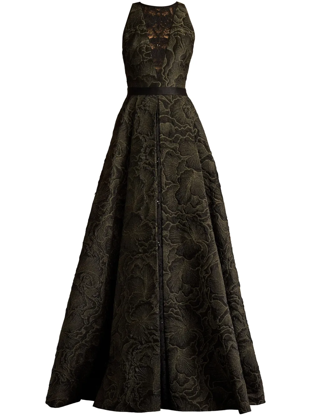 Tadashi Shoji robe longue Darana à fleurs en jacquard - Noir