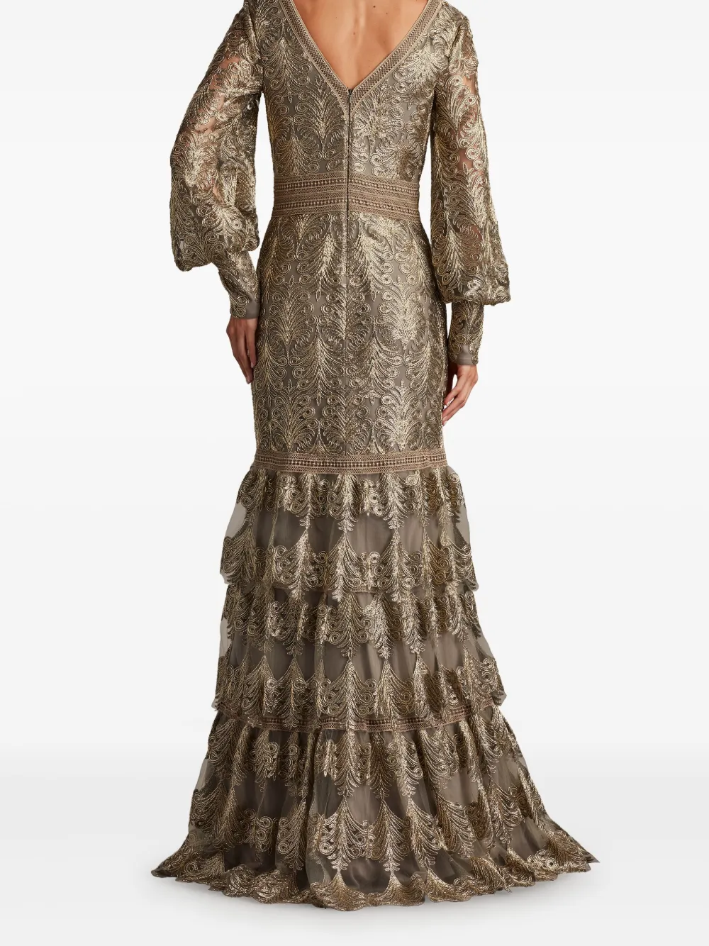 Tadashi Shoji Tiered Sequin Maxi Dress In Neutrals