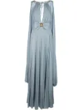 Elisabetta Franchi cape-design lurex gown - Blue