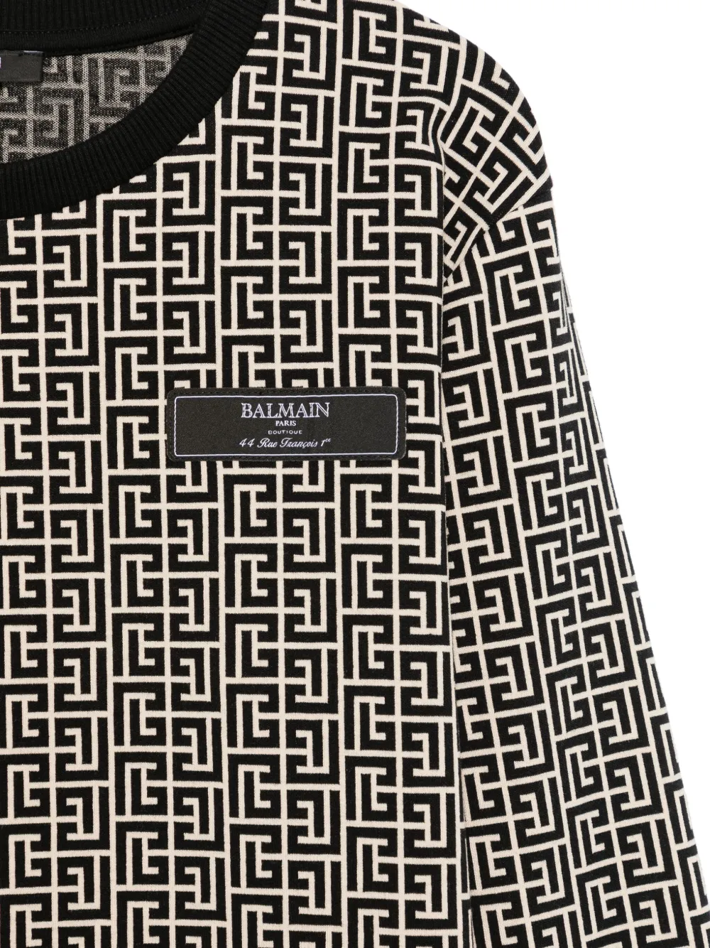 Shop Balmain Monogram-jacquard Sweatshirt In Black