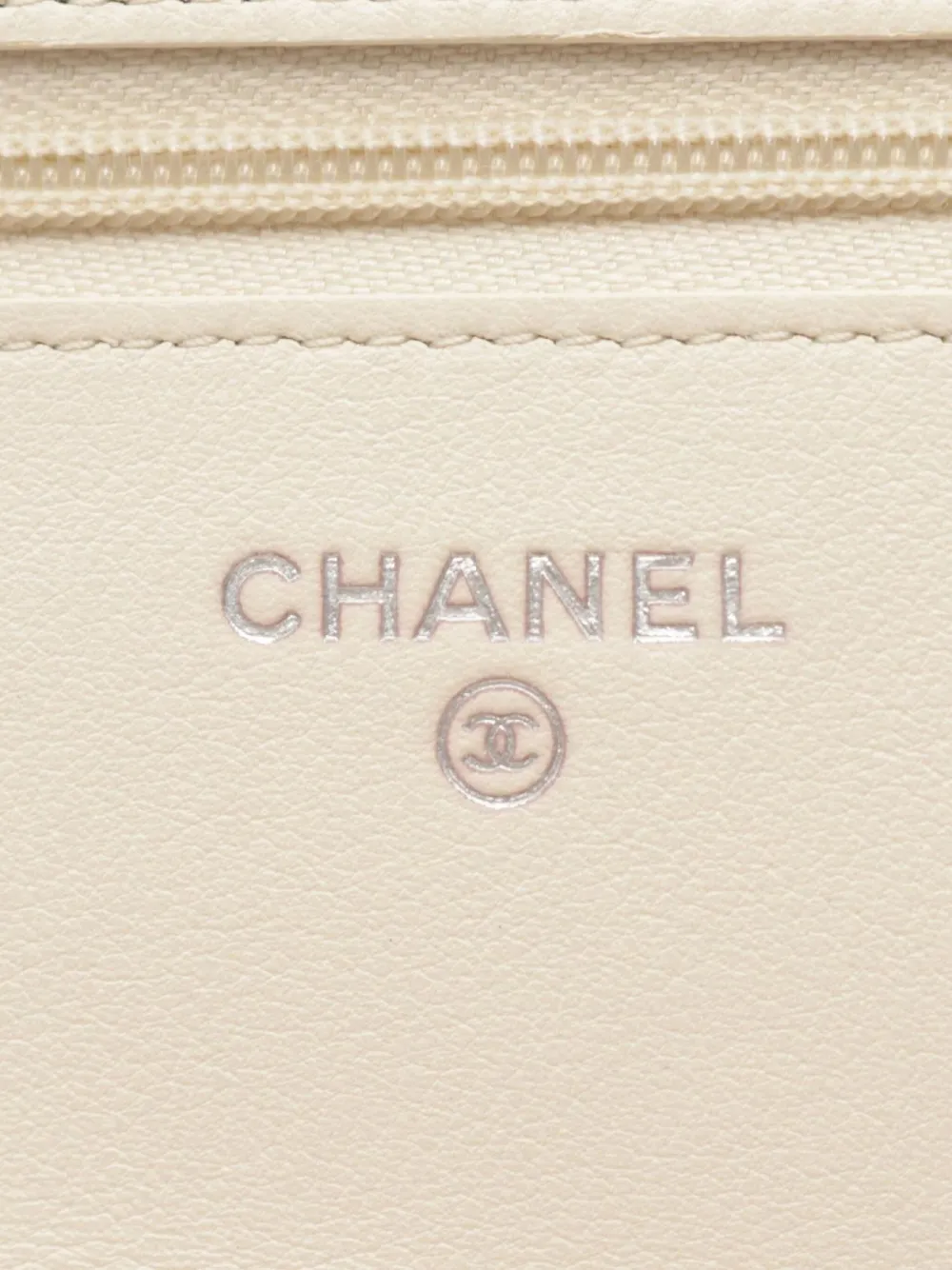 Pre-owned Chanel 2021 Chevron Chain Wallet In Neutrals