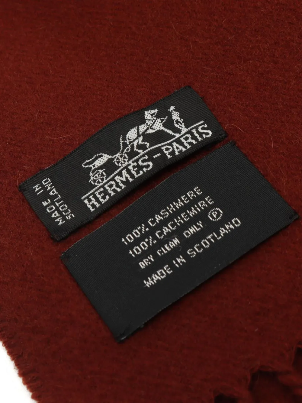 Pre-owned Hermes 00s Logo-embroidered Scarf In Brown