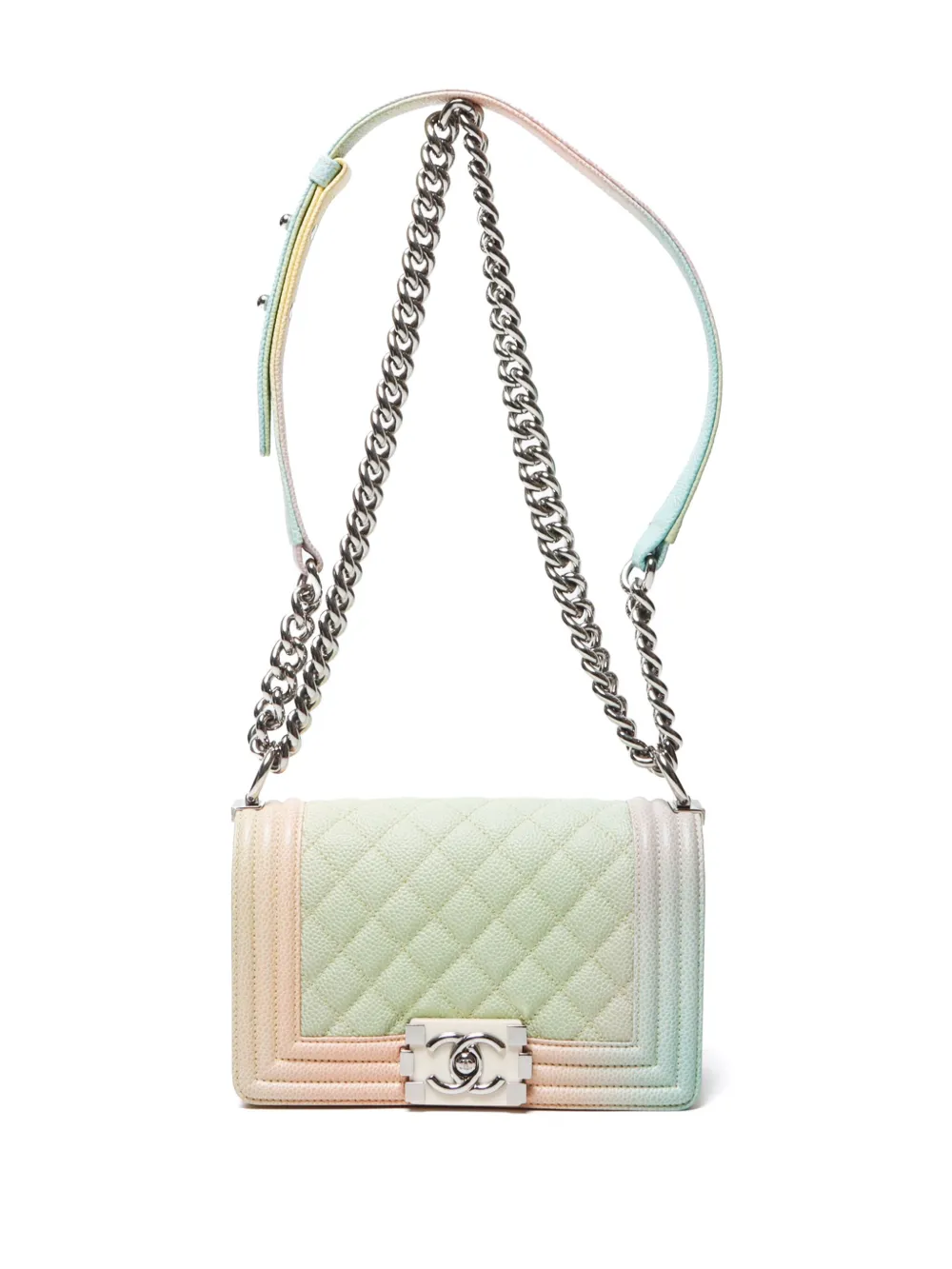 Pre-owned Chanel 2017 Small Boy  Shoulder Bag In Green