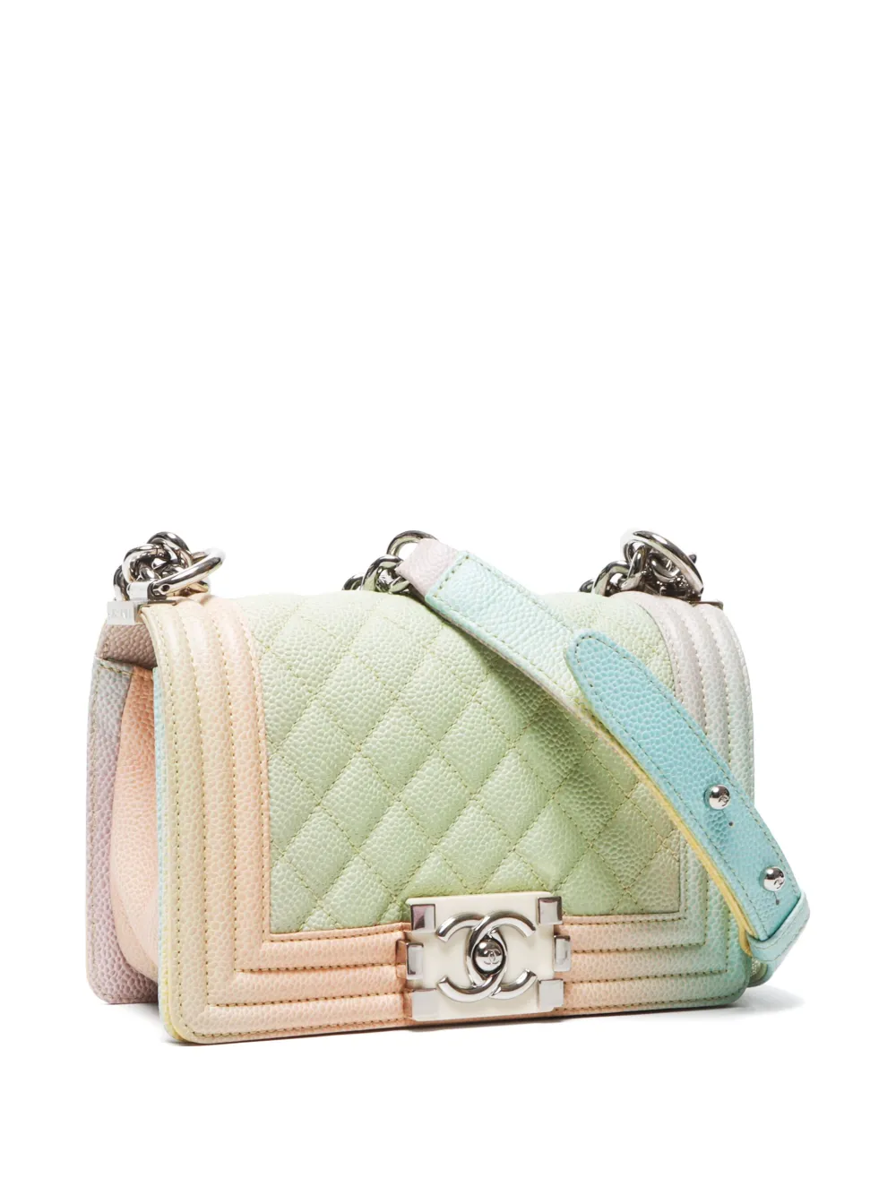 Pre-owned Chanel 2017 Small Boy  Shoulder Bag In Green