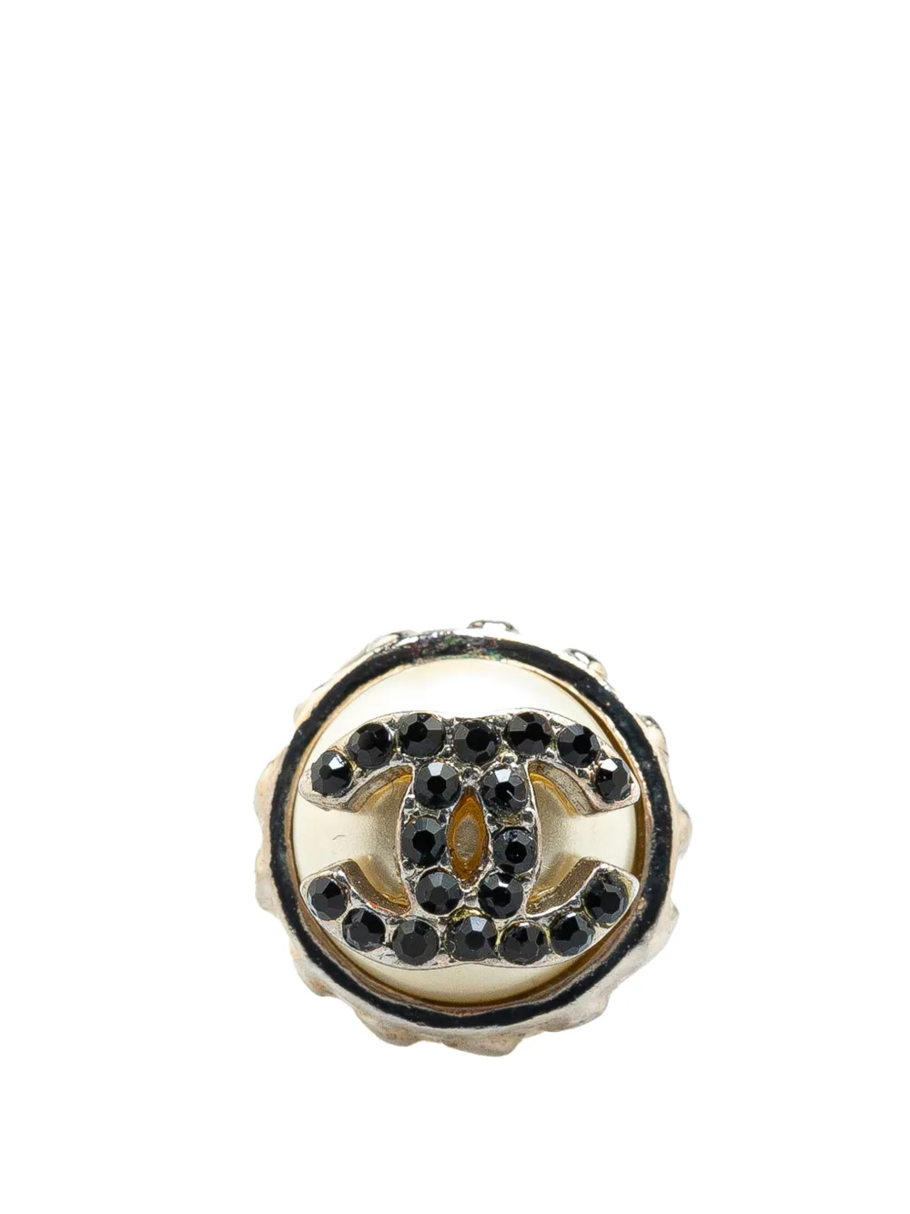CHANEL Pre-Owned 2002 Silver Faux Pearl CC Rhinestone Brooch costume brooch | White | Image 1