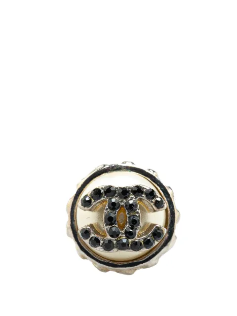 CHANEL Pre-Owned broche Silver Faux Pearl CC Rhinestone Brooch 2002