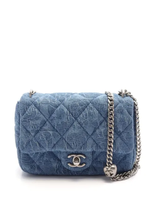 CHANEL Pre-Owned bolsa de hombro Classic Flap con Cámelia en jacquard 2021