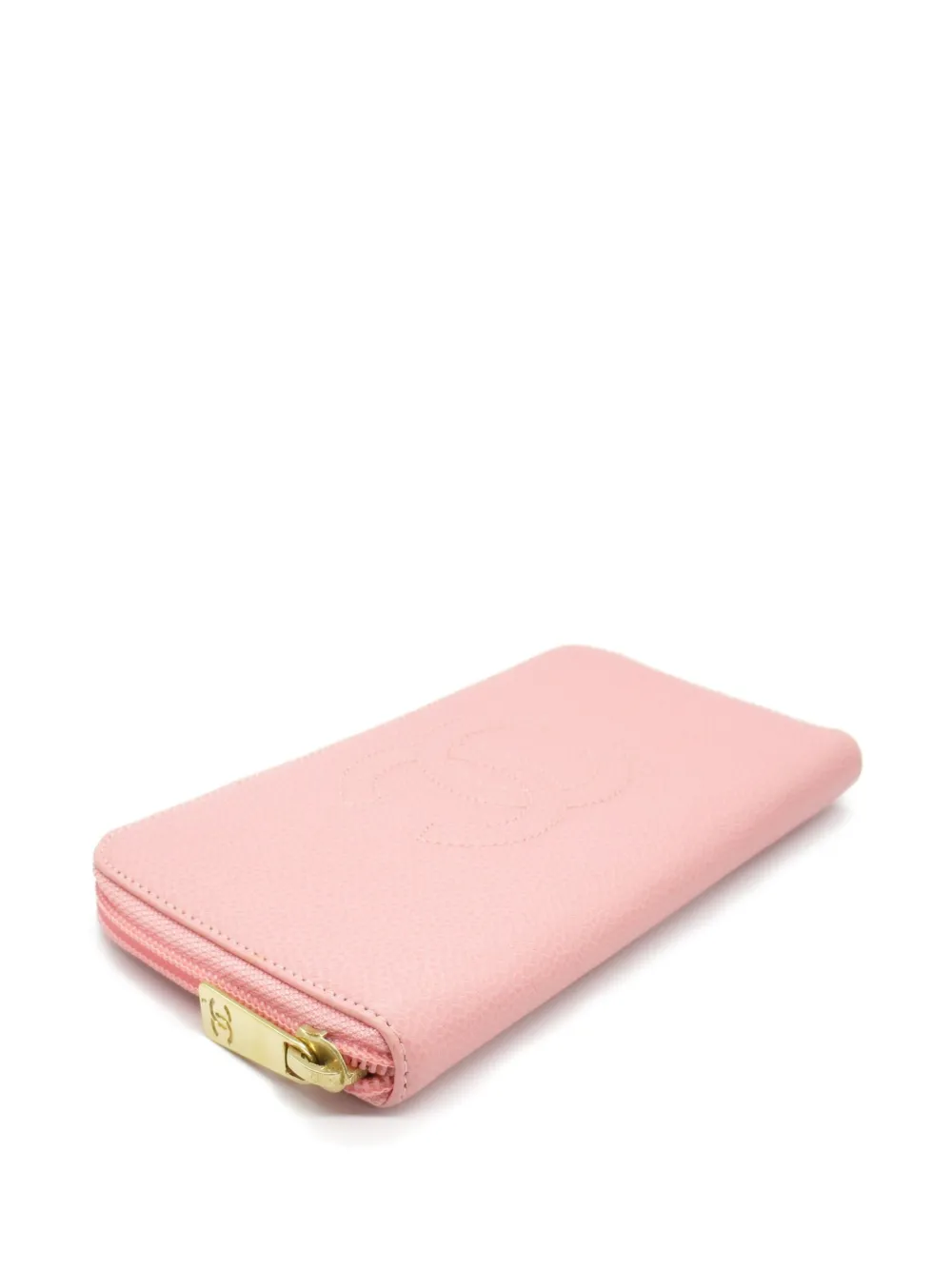 Pre-owned Chanel 2004-2005 Cc Caviar Long Wallet In Pink