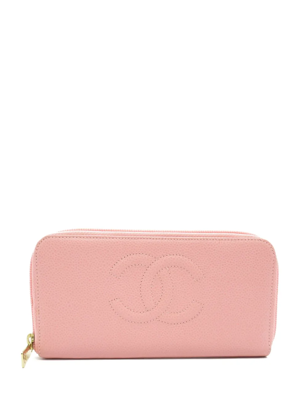 Pre-owned Chanel 2004-2005 Cc Caviar Long Wallet In Pink