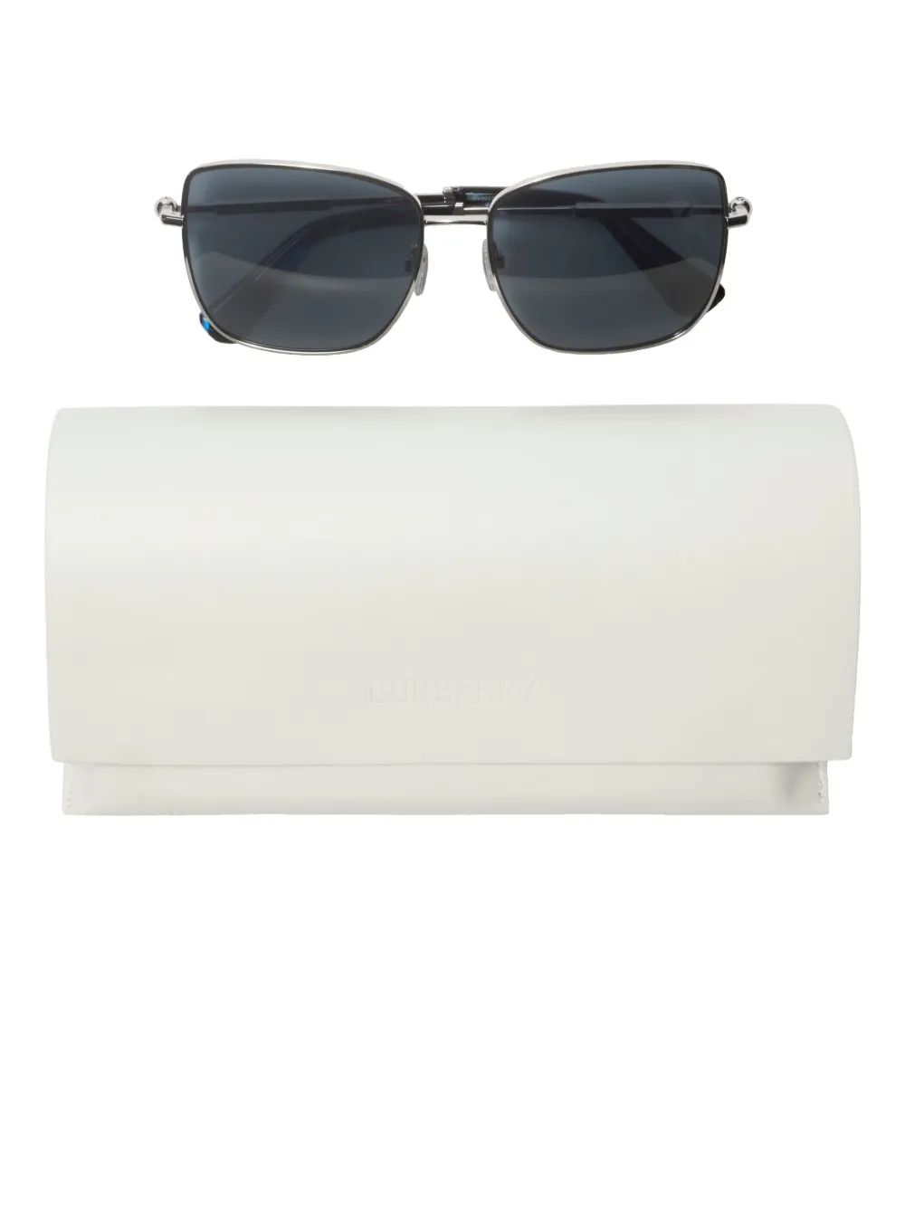 Burberry Tortoiseshell-tip Square-frame Sunglasses In Silver