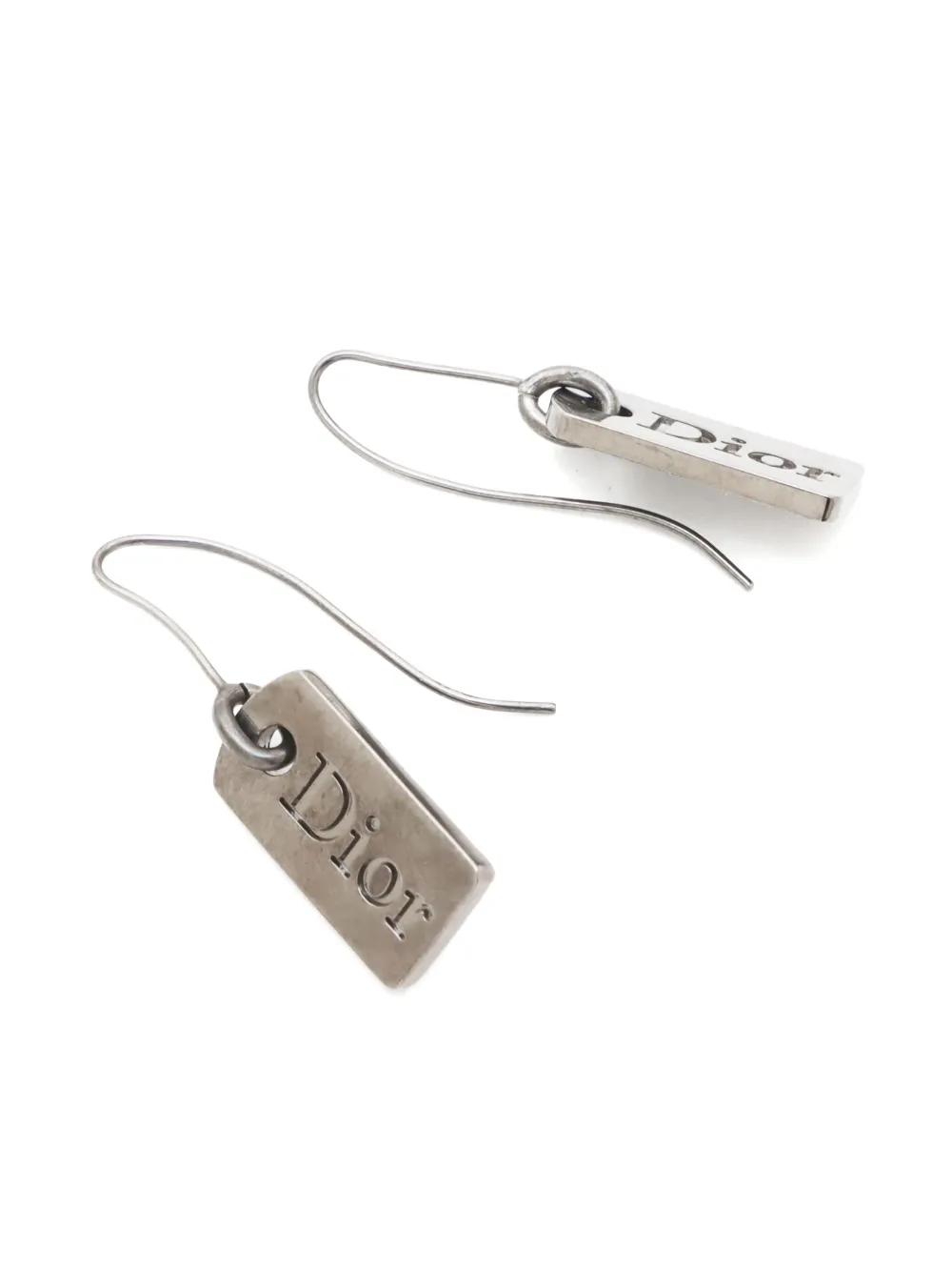 Christian Dior Pre-Owned 2000s logo-plate earrings - Zilver