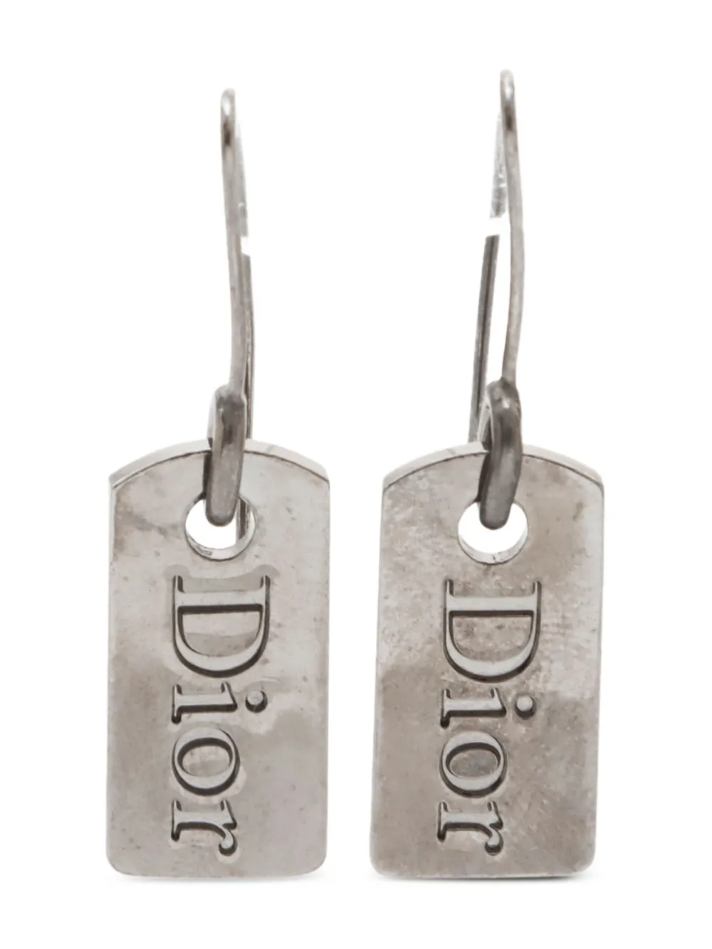 2000s logo-plate earrings