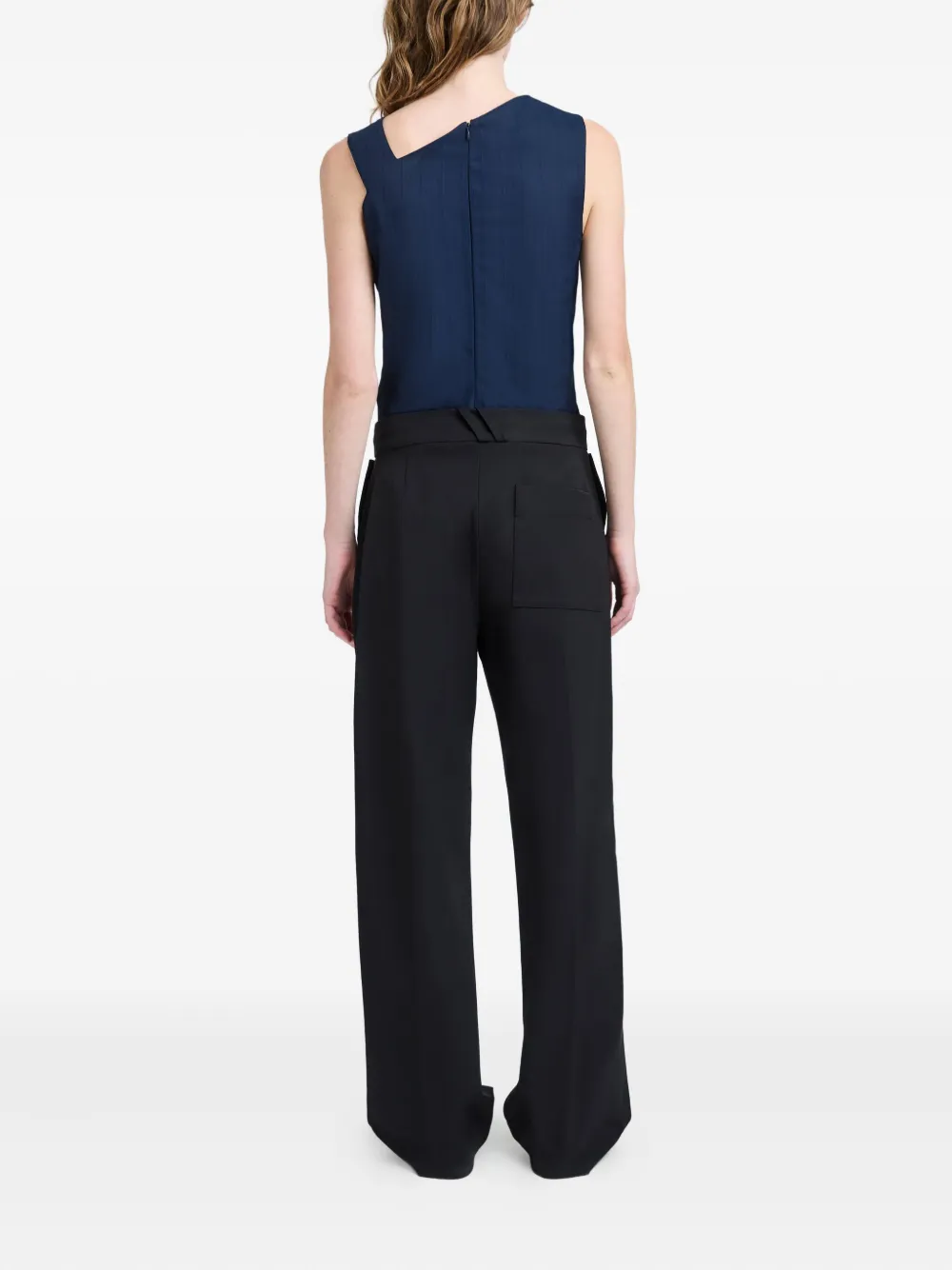 Proenza Schouler Marin asymmetric-neckline buckle top Blauw