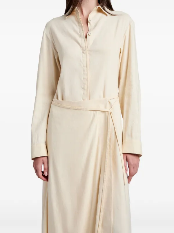 proenza schuler beige wrap dress Lato in Linen Slub Light Wheat Jennifer Lopez, 50, shows pair:brandy-ankle-strap-heels-ivory SIZES:L 100% viscose