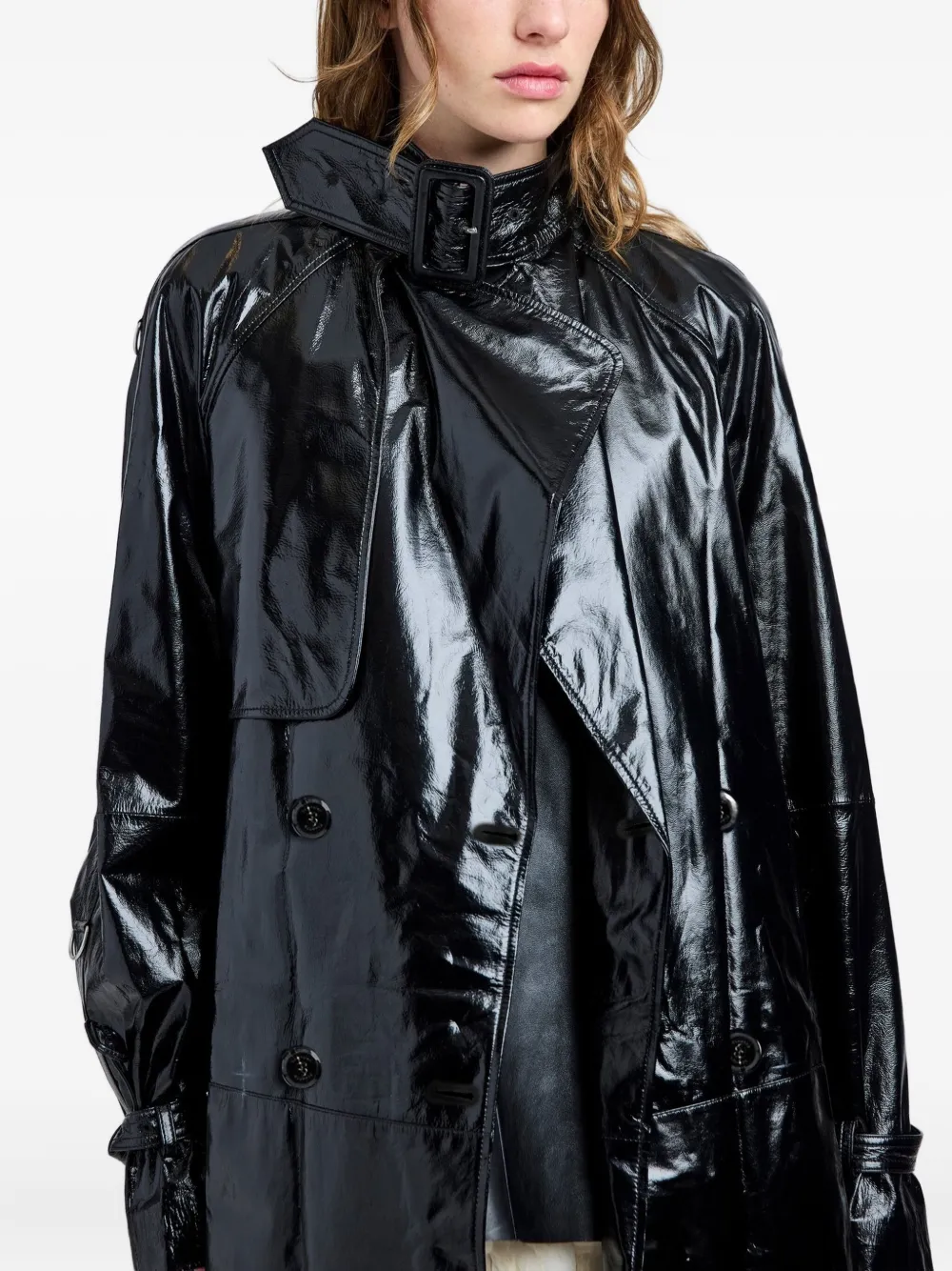 Proenza Schouler Sabina gelakte jas Zwart