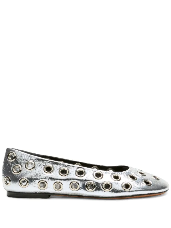 Proenza Schouler Glove Grommet Ballerina Shoes in Grey
