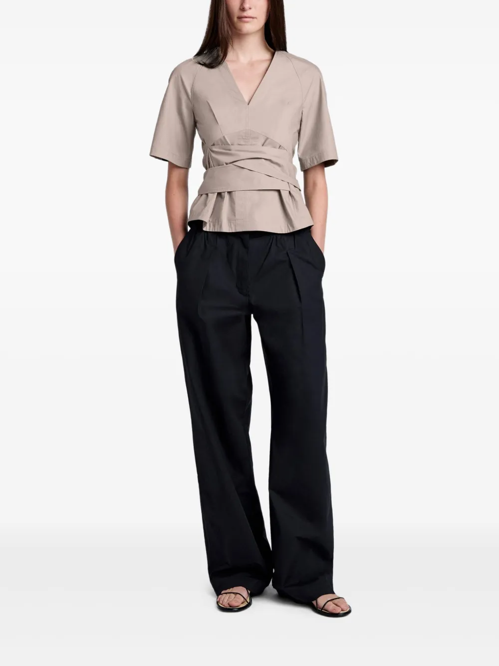 Proenza Schouler White Label Lilian top met gestrikte taille Beige