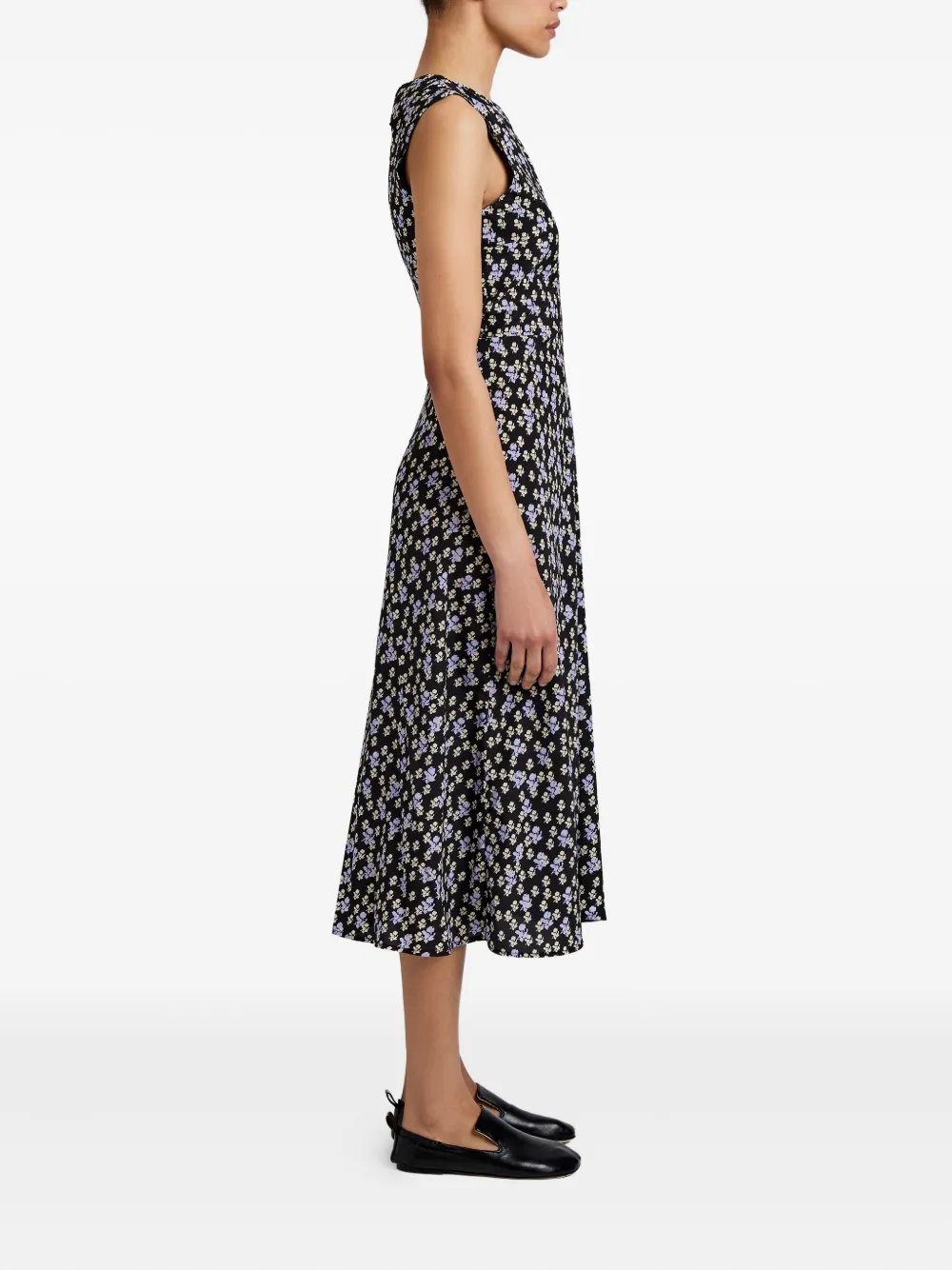 Proenza Schouler Ella floral-print sleeveless midi dress Zwart
