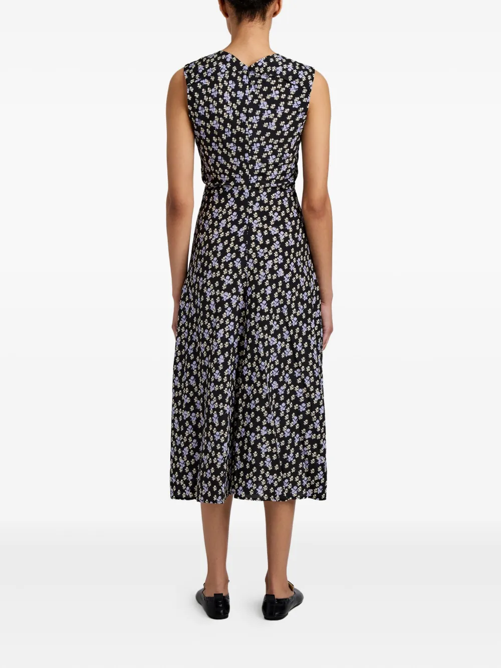 Proenza Schouler Ella floral-print sleeveless midi dress Zwart