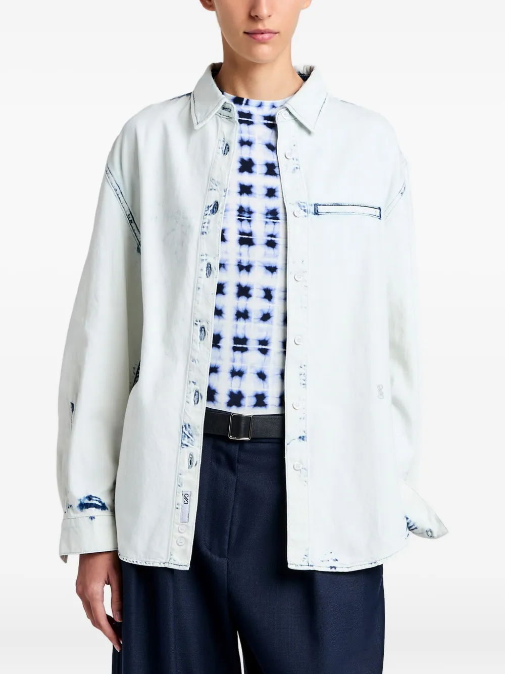 Proenza Schouler Kruger bleach-effect denim shirt Blauw