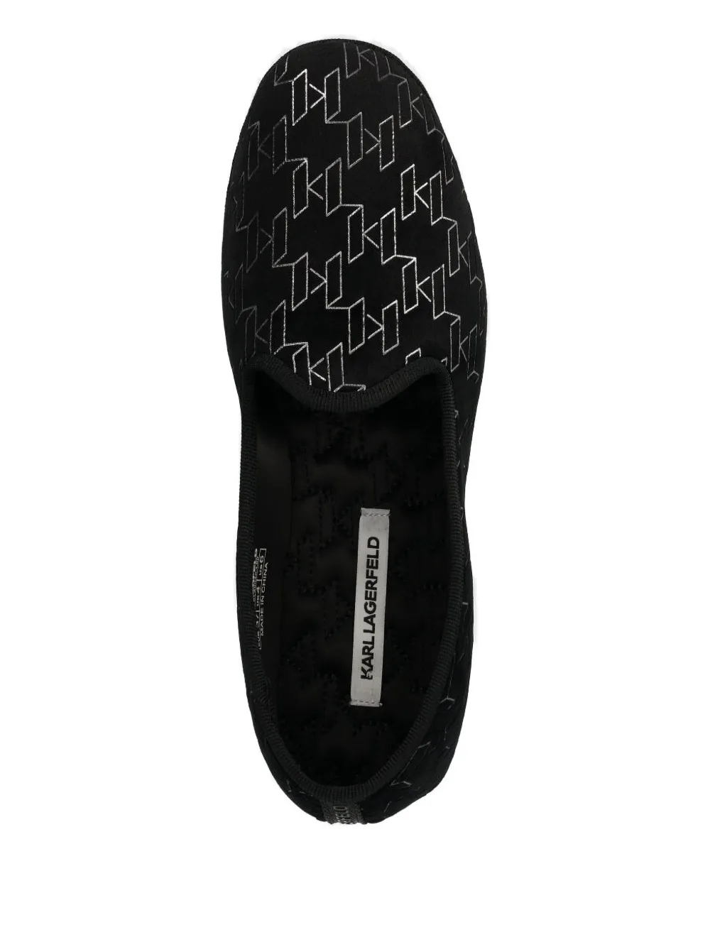 Karl Lagerfeld Monogram Slip-on Slippers In Black