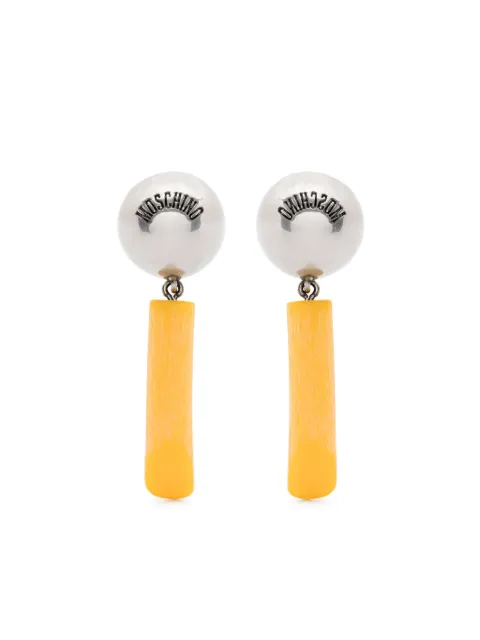 Moschino logo-engraved clip-on earrings