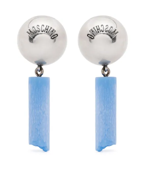 Moschino logo-engraved clip-on earrings