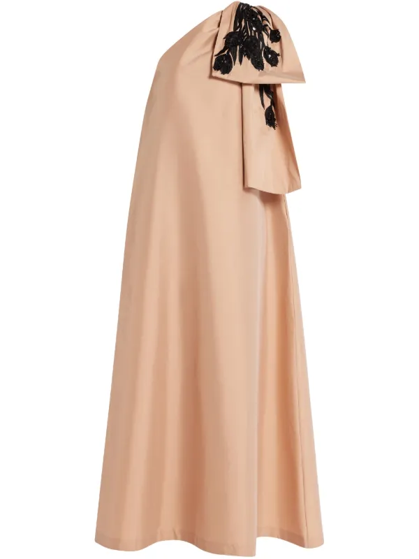 Bernadette Floral-embroidered Maxi Dress in Neutrals