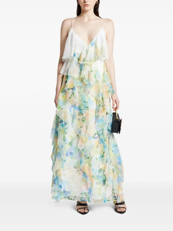 aje white and blue dress AJE 'Violette Bubble Hem' Maxi WHITE – HONEY HIRE BOUTIQUE
