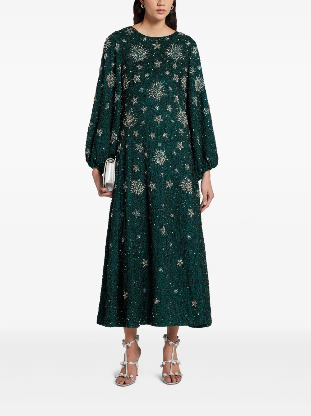 ILTA poet-sleeve dress - Groen