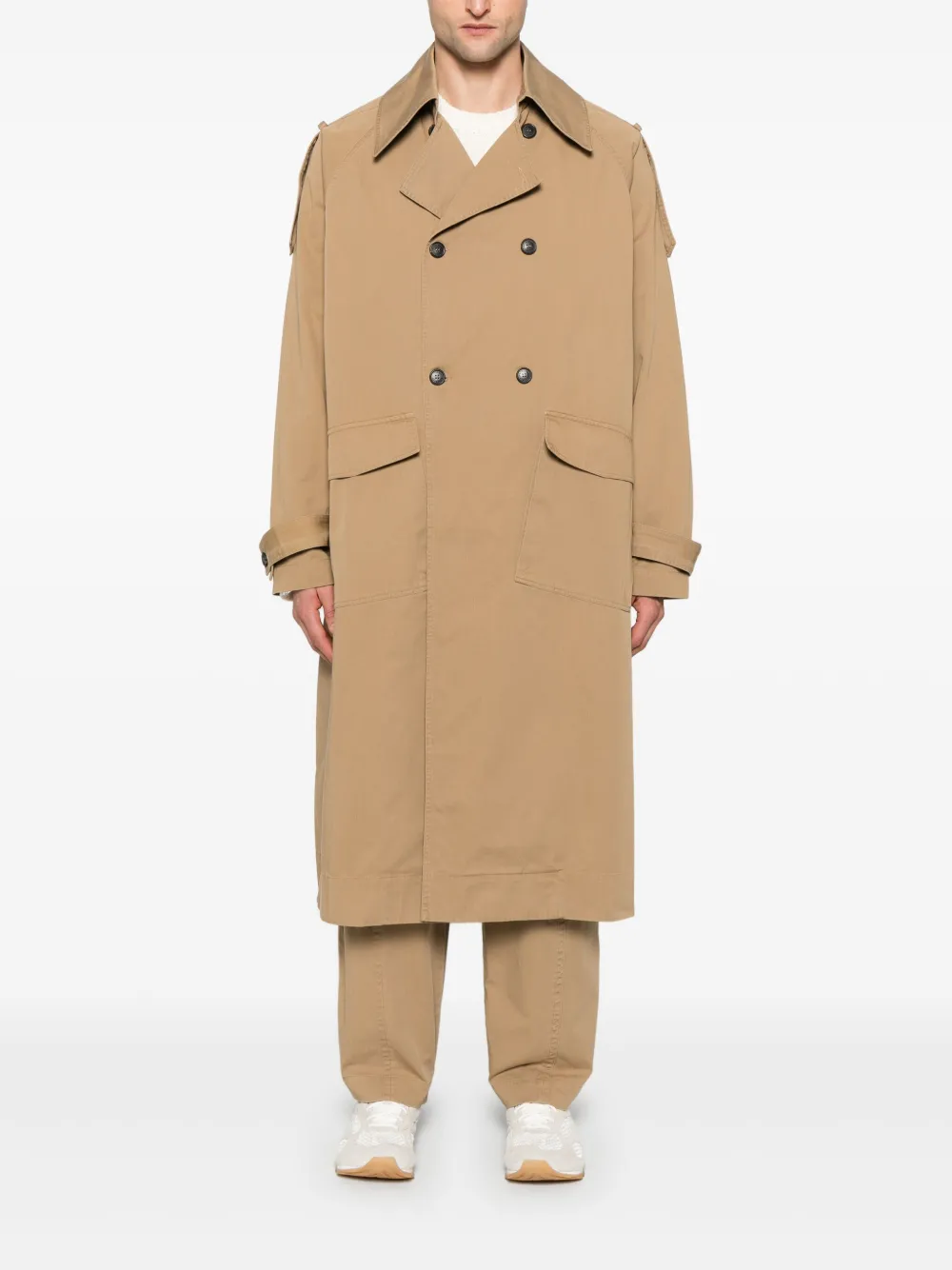 Isabel Benenato Trenchcoat met verborgen sluiting - Beige