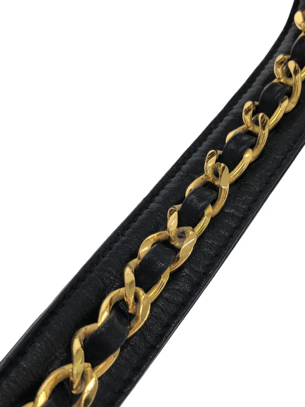 CHANEL Pre-Owned 1986-1988 leren riem met schakelkettingdetail - Zwart