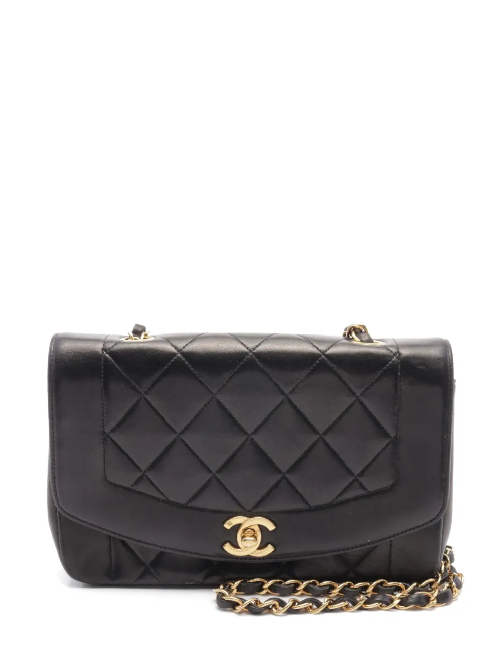 CHANEL Pre-Owned 1991-1994 マテラッセ Diana ショルダーバッグ - ブラック CHANEL Pre-Owned 1991-1994 マテラッセ Diana ショルダーバッグ - ブラック