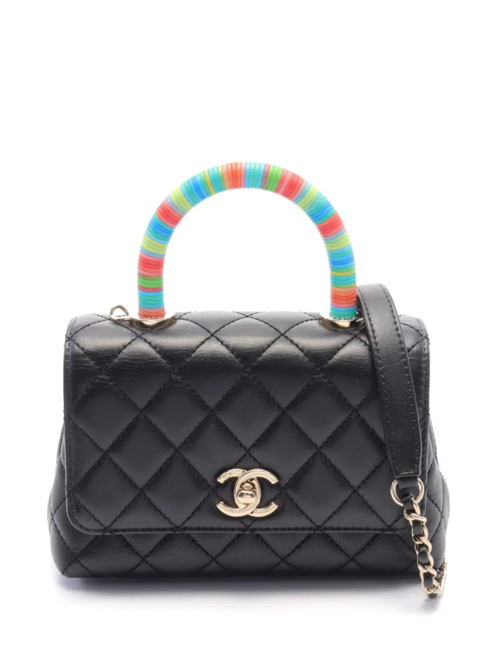 CHANEL Pre-Owned 2021-2022 Coco ミニ ハンドバッグ - ブラック CHANEL Pre-Owned 2021-2022 Coco ミニ ハンドバッグ - ブラック