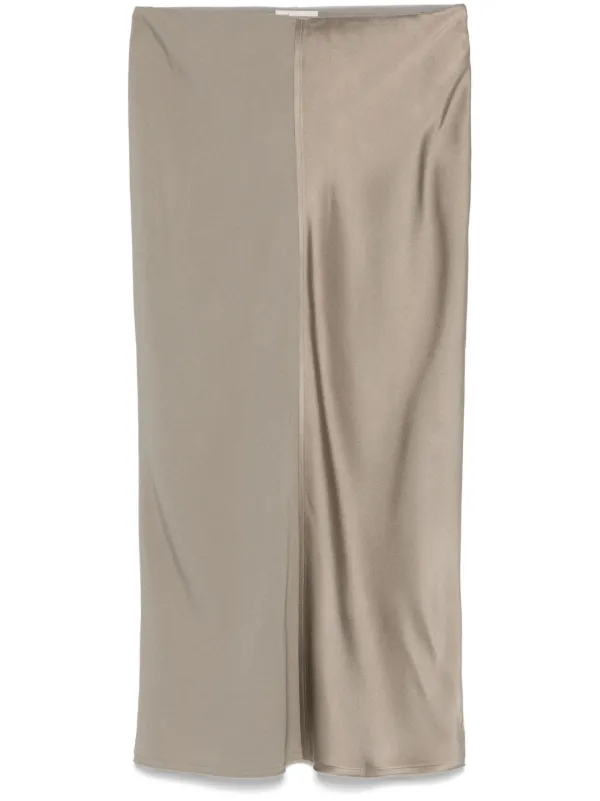 Ami Paris Satin Midi Skirt in Neutrals